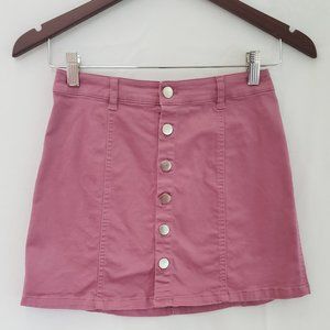 Forever 21 -Button Up MiniSkirt Dusty Rose Sz Sm